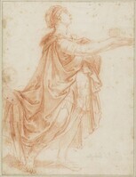 C 039
<br/>
Staande vrouw in exotische kleding met een page
<br/>
<em>Reni, Guido (1575-1642) - atelier van</em>